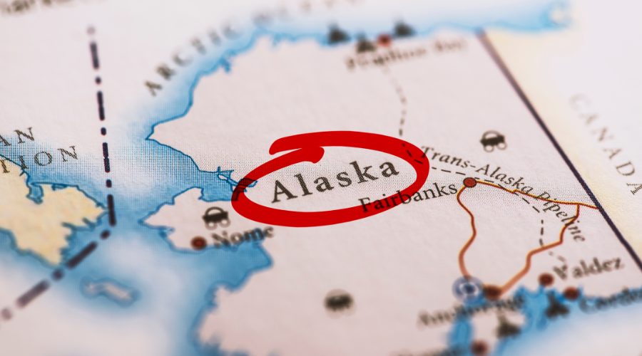Alaska circled on map
