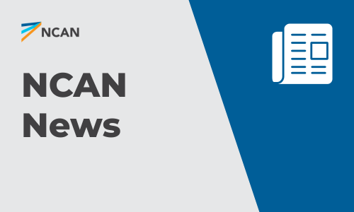 Graphic with the NCAN logo and the words “NCAN News” on a light background, alongside a blue panel featuring a white newspaper icon